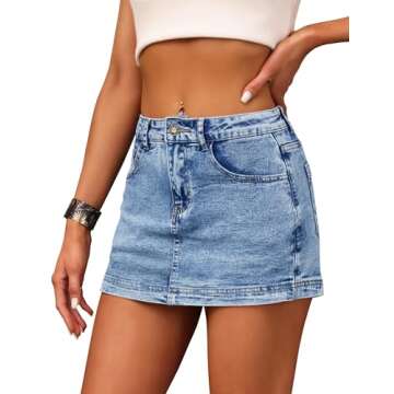 BISUAL Denim Skort for Women High Waist Mini Denim Skirt Casual Stretch Women Jean Skirt with Pocket...