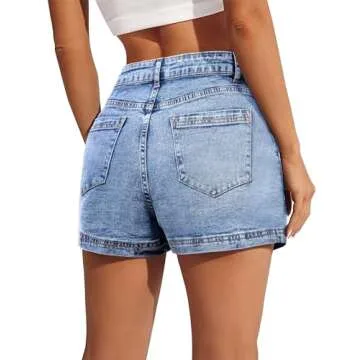 BISUAL Denim Skort for Women High Waist Mini Denim Skirt Casual Stretch Women Jean Skirt with Pockets