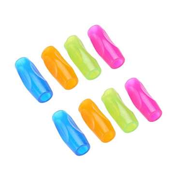 Arestech Pencil Rubber for Handwriting, Ergonomic Pen Writing Grip Assorted Colors (8PCS)