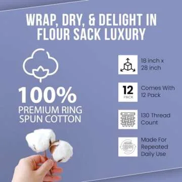 Flour Sack Towels|Valentines Day Tea Towel for Crafts| Kitchen Towel| Dish Towel| Cotton Blank Towel for Embroidery|Baking Bread Proofing Linen Cover| Thick Absorbent Quick Dry|12 Pack 18"x28" Natural