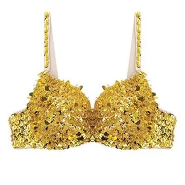 FEESHOW Women's Sparkle Sequin Bra Top for Parties