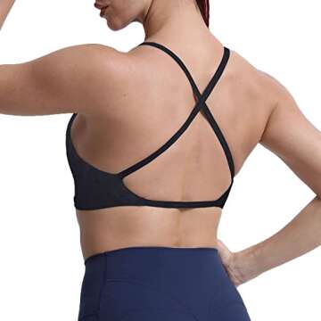 Aoxjox Women's Workout Sports Bras Fitness Backless Padded Sienna Low Impact Bra Yoga Crop Tank Top (Black Leopard Print, Medium)