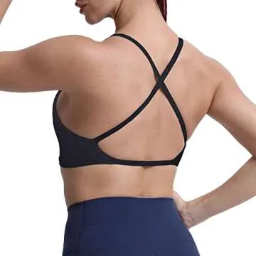 Aoxjox Women's Workout Sports Bras Fitness Backless Padded Sienna Low Impact Bra Yoga Crop Tank Top (Black Leopard Print, Medium)