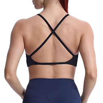 Aoxjox Women's Workout Sports Bras Fitness Backless Padded Sienna Low Impact Bra Yoga Crop Tank Top (Black Leopard Print, Medium)