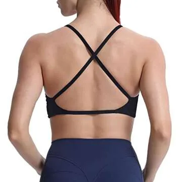 Aoxjox Women's Workout Sports Bras Fitness Backless Padded Sienna Low Impact Bra Yoga Crop Tank Top (Black Leopard Print, Medium)