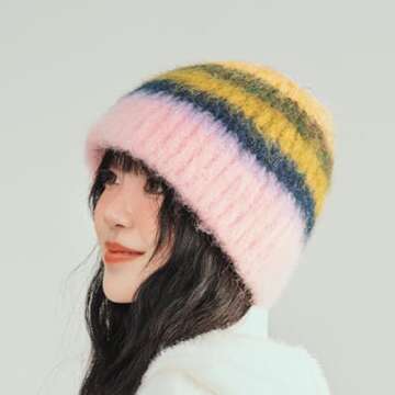 Fruasio Fuzzy Striped Beanies - Cozy Handmade Fashion