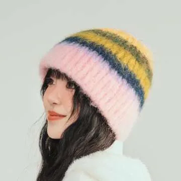 Fruasio Fuzzy Striped Beanies - Cozy Handmade Fashion