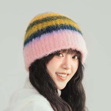 Fruasio Fuzzy Striped Beanies - Cozy Handmade Fashion