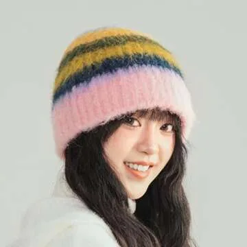 Fruasio Fuzzy Striped Beanies - Cozy Handmade Fashion