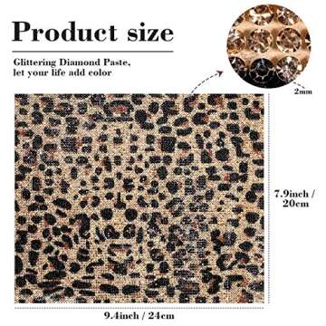 12000 Pieces Leopard Print Bling Rhinestone Sticker with 2 mm Rhinestone Crystal DIY Car Sticker Self-Adhesive Crystal Leopard Pattern Stickers for Arts Crafts, 9.4 x 7.9 Inch (Brown Leopard Print)