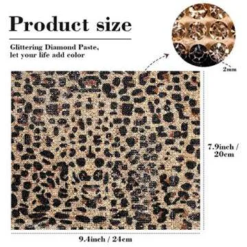 12000 Pieces Leopard Print Bling Rhinestone Sticker with 2 mm Rhinestone Crystal DIY Car Sticker Self-Adhesive Crystal Leopard Pattern Stickers for Arts Crafts, 9.4 x 7.9 Inch (Brown Leopard Print)