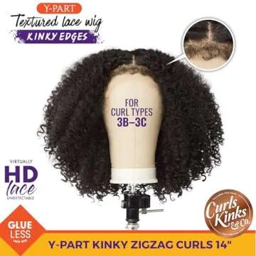Sensationnel Curls kinksandco kinkyedges wig - kinky zigzag curl 14 inch y part lace natural kinkyte...