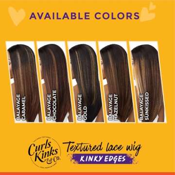 Sensationnel Curls kinksandco kinkyedges wig - kinky zigzag curl 14 inch y part lace natural kinkytexture edged hairline for natural 3c to 4c hair textures (1B OFFBLACK)