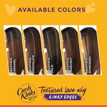 Sensationnel Curls kinksandco kinkyedges wig - kinky zigzag curl 14 inch y part lace natural kinkytexture edged hairline for natural 3c to 4c hair textures (1B OFFBLACK)