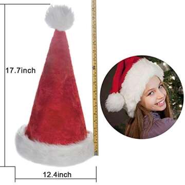 OPOLEMIN Santa Hat for Adults,Unisex Velvet Fabric Christmas Hat with Comfort Lining&Plush Brim, Lar...