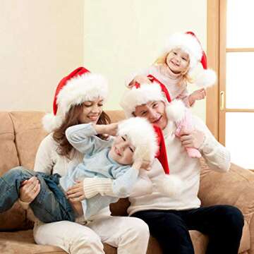 OPOLEMIN Santa Hat for Adults,Unisex Velvet Fabric Christmas Hat with Comfort Lining&Plush Brim, Large Santa Hat for Women Men Xmas, Christmas Hat for Holiday New Year Party(Red)