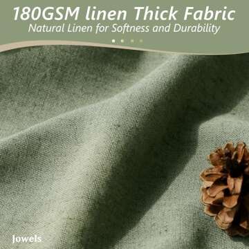 Jowels Sage Green Linen Shower Curtain, Boho Farmhouse Shower Curtain Set for Bathroom, 180GSM Luxury Weighted Water Resistant Fabric Textured Shower Curtains with 12 Metal Hooks, 72Wx72H