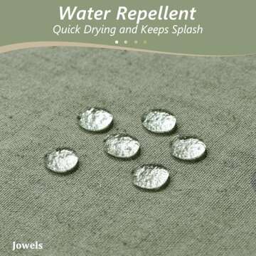 Jowels Sage Green Linen Shower Curtain, Boho Farmhouse Shower Curtain Set for Bathroom, 180GSM Luxury Weighted Water Resistant Fabric Textured Shower Curtains with 12 Metal Hooks, 72Wx72H