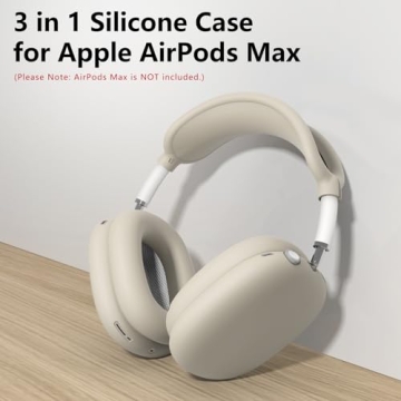 Silicone Case Cover for AirPods Max Headphones,Ear Pad Case Cover/Ear Cups Cover/Headband Cover for AirPods Max (USB-C/Lightning)(2024/2020),Accessories Silicone Protector for Apple AirPods Max, Stone