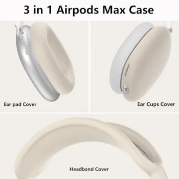 Silicone Case Cover for AirPods Max Headphones,Ear Pad Case Cover/Ear Cups Cover/Headband Cover for AirPods Max (USB-C/Lightning)(2024/2020),Accessories Silicone Protector for Apple AirPods Max, Stone