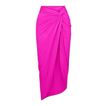 Retro Floral One Piece Swimsuit with Cover Up Skirt - Hot Pink