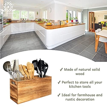 CB Accessories Rustic Utensil Holder for Kitchen Organization
