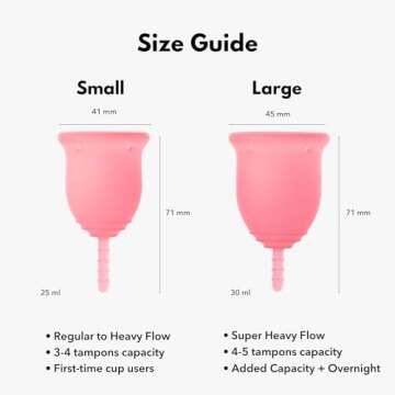 Lena Menstrual Cups, Reusable Period Cup, Tampons,Period Underwear and Menstrual Pads Alternative, Feminine Care, FSA HSA Eligible, Silicone Menstrual Cup, Made in USA, Super Heavy Flow, Large, Pink