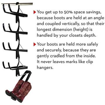 Boot Butler Boot Rack – As Seen On Rachael Ray – Clean Up Your Closet Floor with Hanging Boot Storage – Easy to Assemble & Built to Last – 5-Pair Boot Hanger Boot Organizer & Boot Shaper/Tree