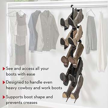 Boot Butler Boot Rack – As Seen On Rachael Ray – Clean Up Your Closet Floor with Hanging Boot Storage – Easy to Assemble & Built to Last – 5-Pair Boot Hanger Boot Organizer & Boot Shaper/Tree
