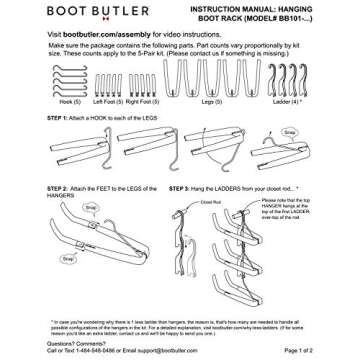 Boot Butler Boot Rack – As Seen On Rachael Ray – Clean Up Your Closet Floor with Hanging Boot Storage – Easy to Assemble & Built to Last – 5-Pair Boot Hanger Boot Organizer & Boot Shaper/Tree