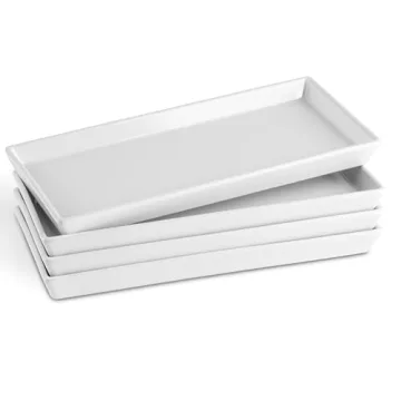 KooK Ceramic 11 Inch Rectangular Serving Trays - Elegant & Durable Food Platters for All Occasions