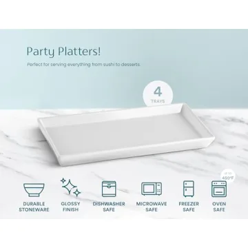 KooK 11" Ceramic Serving Platters - Set of 4 White