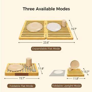 Wealone Stone Dish Drying Mat - Fast Drying Kitchen Essential with Bamboo Design