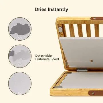 Fast Drying Diatomaceous Kitchen Dish Mat with Bamboo Design