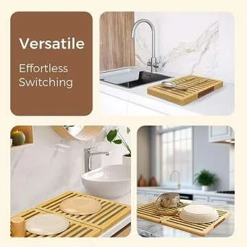 Fast Drying Diatomaceous Kitchen Dish Mat with Bamboo Design