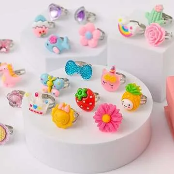 Nutty Toys 24 Adjustable Princess Ring Set for Girls