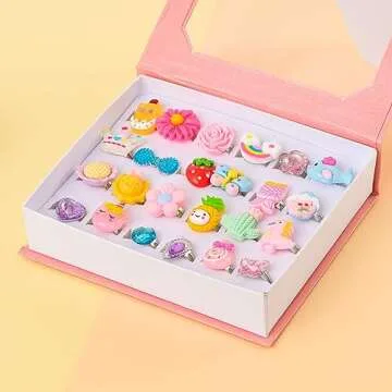 Nutty Toys 24 Adjustable Princess Ring Set for Girls