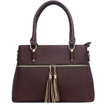 KKXIU Stylish Multi-Pocket Vegan Leather Handbag