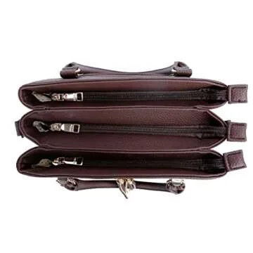 KKXIU Stylish Multi-Pocket Vegan Leather Handbag