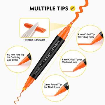 Magicfly 24 Colors Acrylic Paint Markers, Double-Sided Acrylic Paint Pens with Reversible Tip for Rock Painting, Stone, Ceramic, Glass, Wood, Waterproof, Non-toxic, Quick-Drying