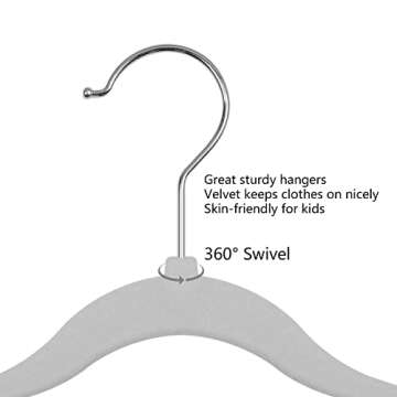 GoodtoU Kids Hangers Velvet 50 Pack Baby Hangers for Closet Non Slip Childrens Infant Hangers Grey