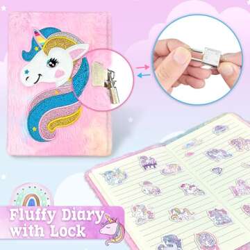 LINAYE Unicorn Gifts for Girls Age 6-8, Unicorn Gifts Box for Girls Age 5 6 7 8, Christmas Birthday Gifts for Girls Unicorn Christmas Basket for Girls