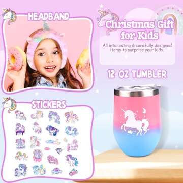 LINAYE Unicorn Gifts for Girls Age 6-8, Unicorn Gifts Box for Girls Age 5 6 7 8, Christmas Birthday Gifts for Girls Unicorn Christmas Basket for Girls