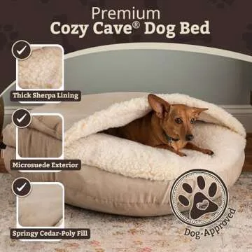 Snoozer Luxury Microsuede Cozy Cave Pet Bed - Large Buckskin