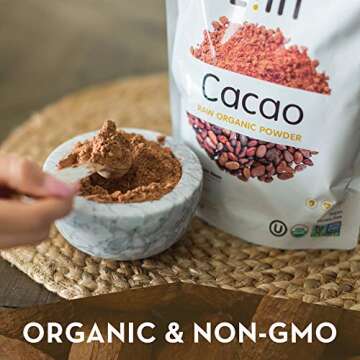 Zint Organic Cacao Powder (32 oz): Paleo-Certified, Organic, Non GMO, Anti Aging Antioxidant Superfood, Gluten Free Cocoa Cacao Beans, Pure Delicious Chocolate Essence, 32 Ounce