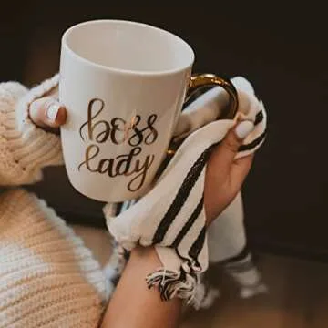 Boss Lady Coffee Mug - Stylish 16oz with Gold Handle