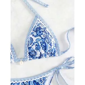 WDIRARA Women's Floral Print Halter Bikini Set - Perfect for Summer