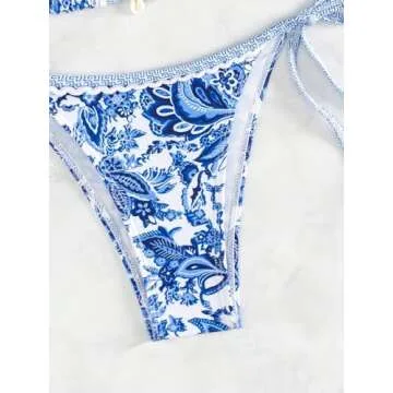 WDIRARA Women's Floral Print Halter Bikini Set - Perfect for Summer