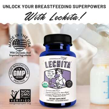 Legendairy Milk Lechita, Supports Milk Flow, Organic Fenugreek Free Breastfeeding Supplement, Organic Fennel & Anise, Made in USA, 60 Vegan Capsules