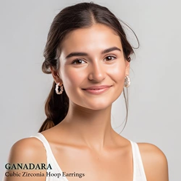Elegant CZ Hoop Earrings for Women - 14k Gold Plated